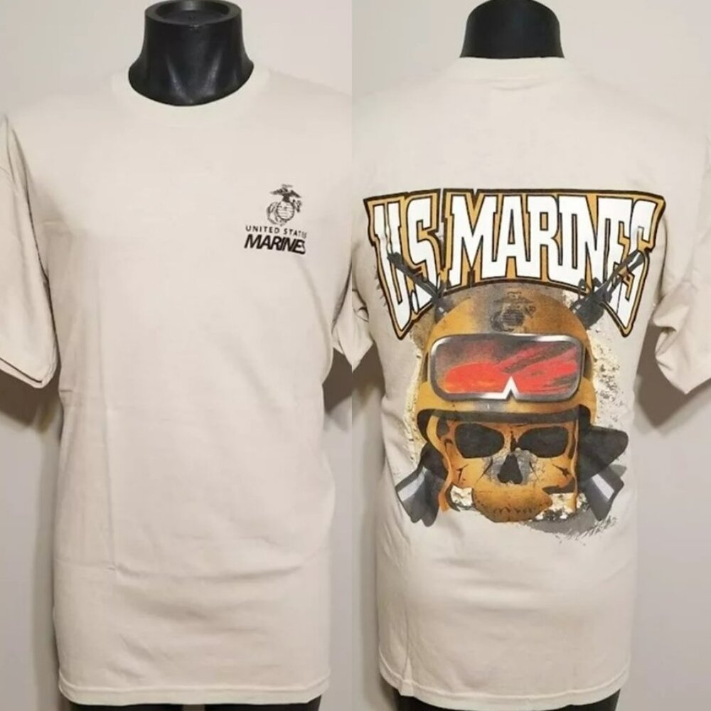 New USMC Desert Skull Tee Shirt L/Large Mens United States Military US Marines